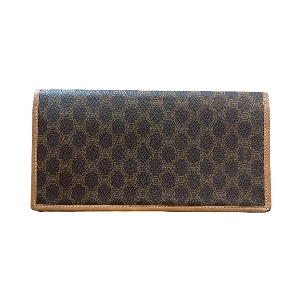 Vintage Celine Macadam Long Wallet Tan Leather & Canvas Made in Italy - Picture 3 of 15